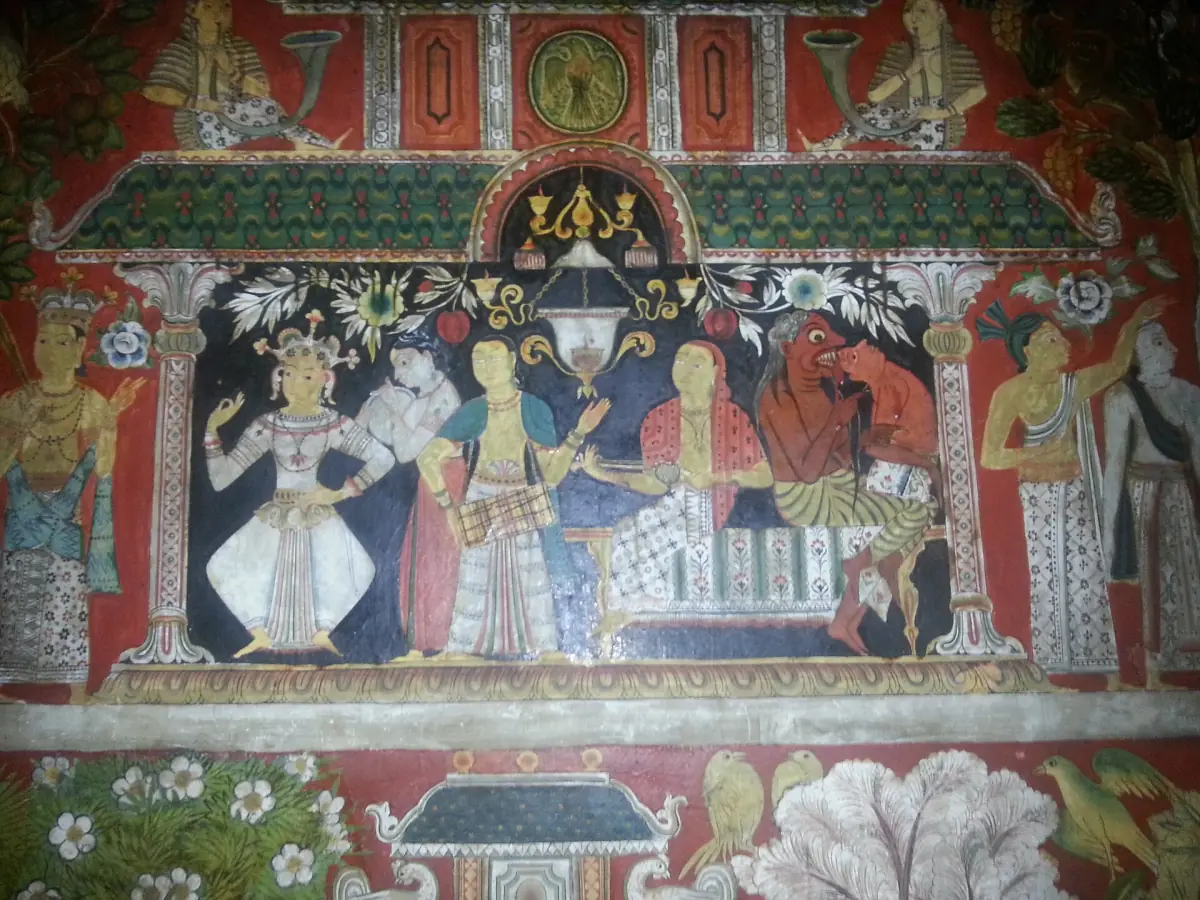 Wall paintings inside Mulkirigala rock temple